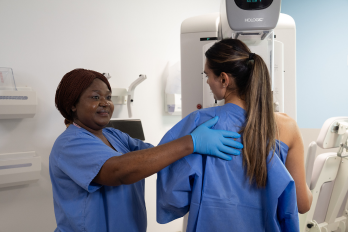 Patient having a mammogram